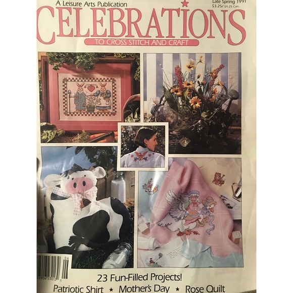 Leisure Arts Other - Celebrations Cross Stitch Craft  Magazine Spring 1991 Projects Mothers Day Quilt